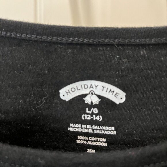 Holiday Time Merry Christmas Tree Graphic Tee Shirt Black Long Sleeves Size L - Picture 5 of 5